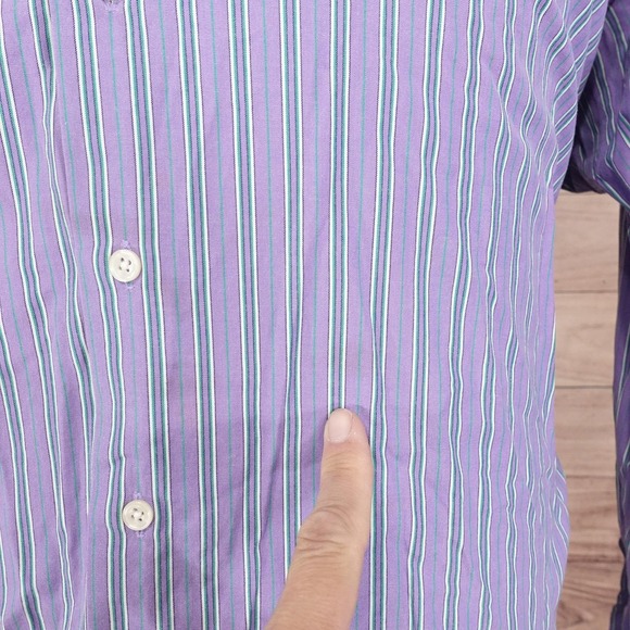 Ralph Lauren Shirt Mens 2XL Purple Striped MCMEEL Button Down Long Sleeve Cotton - Picture 5 of 9